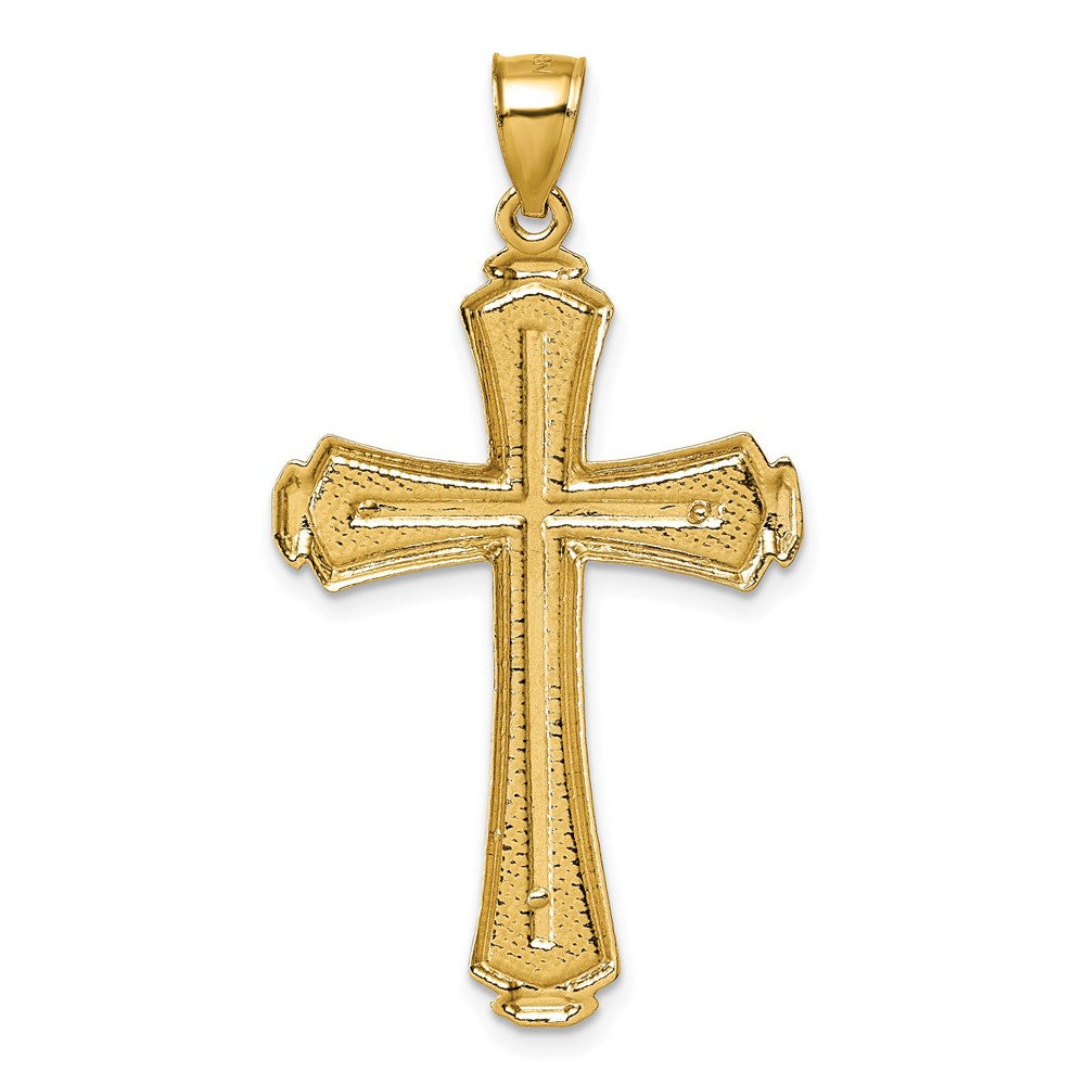 14k Polished Diamond-cut Textured Fancy Cross Pendant