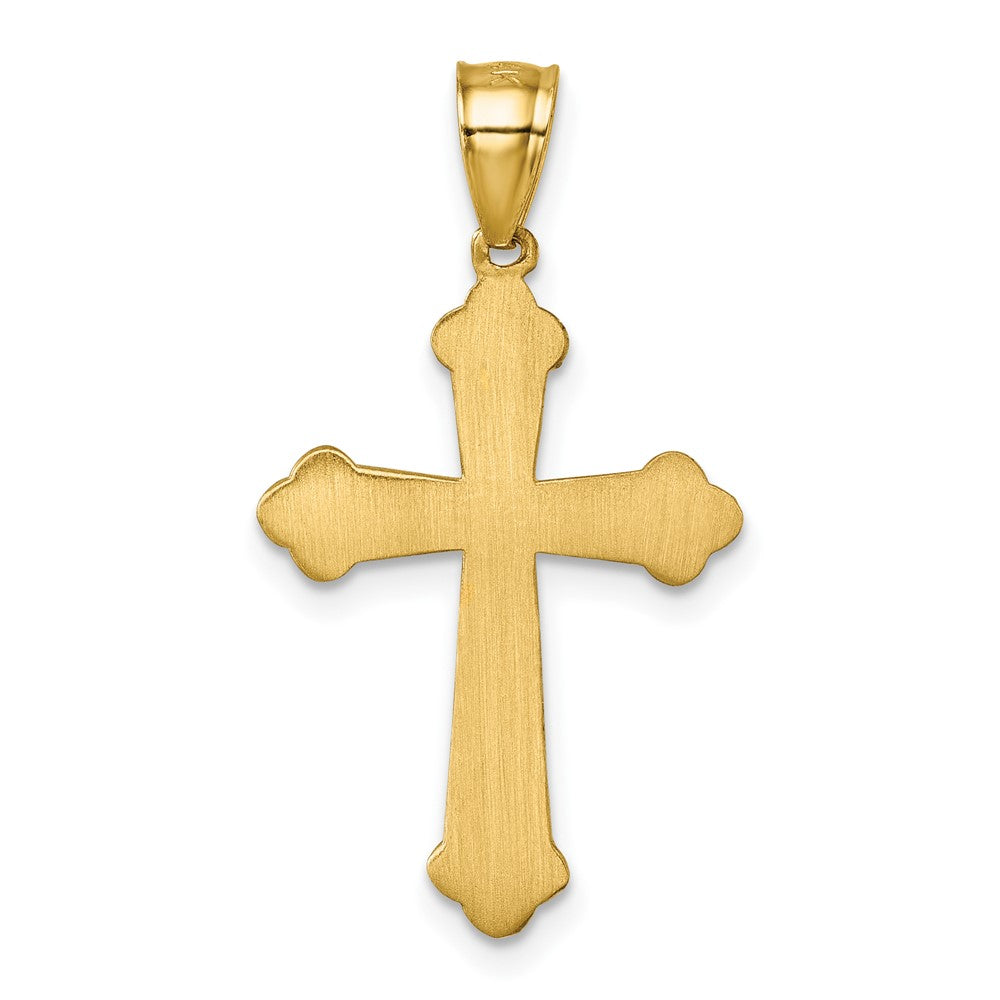14k Polished Diamond-cut Textured Fancy Cross Pendant