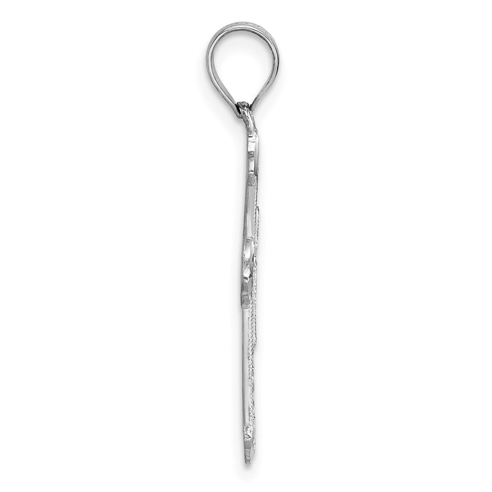 14k Polished White Gold Diamond-cut Fancy Cross Pendant