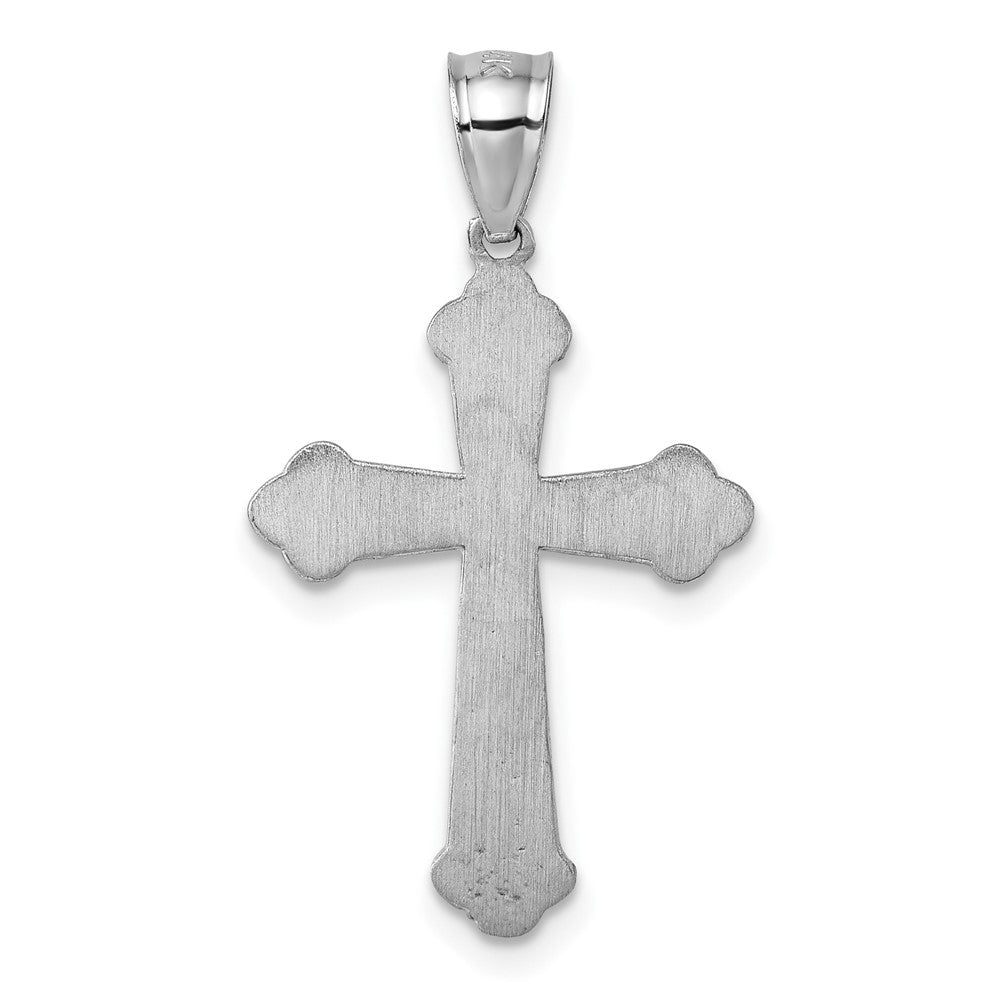 14k Polished White Gold Diamond-cut Fancy Cross Pendant