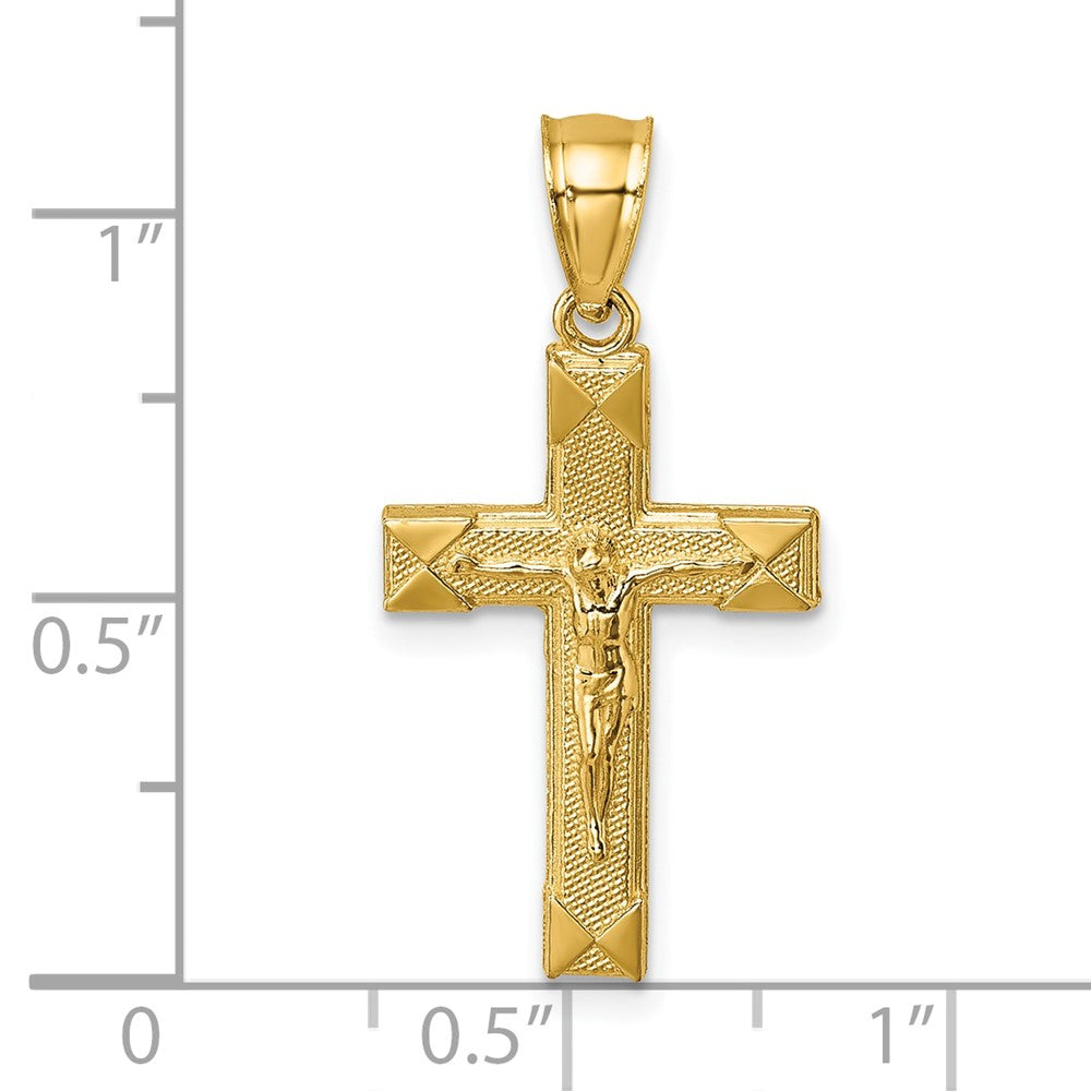 14k Polished Textured Crucifix Pendant