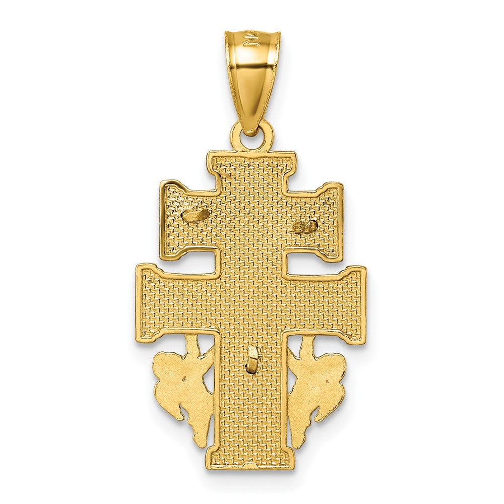 14k Polished and Textured Cara Vaca Crucifix Pendant