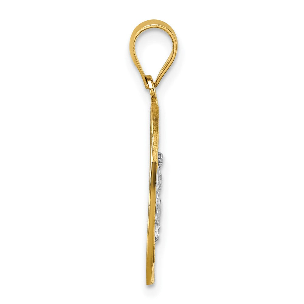 14k w/Rhodium Polished and Diamond-cut Guadalupe Pendant