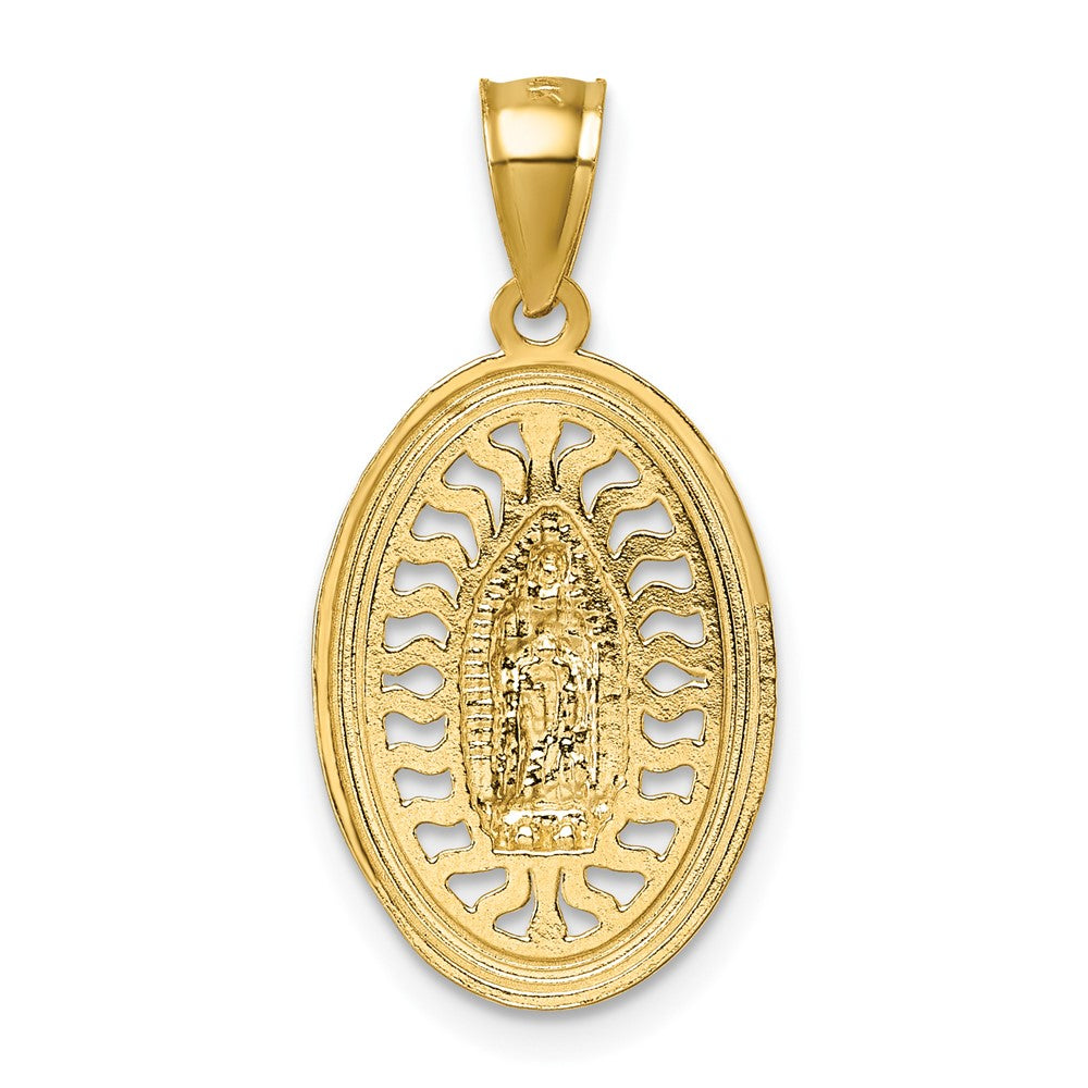 14k w/Rhodium Polished and Diamond-cut Guadalupe Pendant