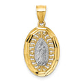 14k w/Rhodium Polished and Diamond-cut Guadalupe Pendant
