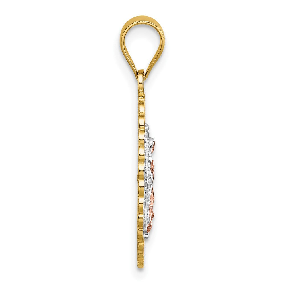 14k Two-tone with White Rhodium Polished Guadalupe Pendant