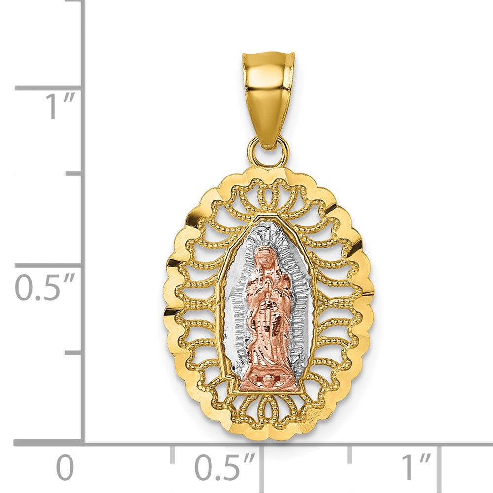 14k Two-tone with White Rhodium Polished Guadalupe Pendant