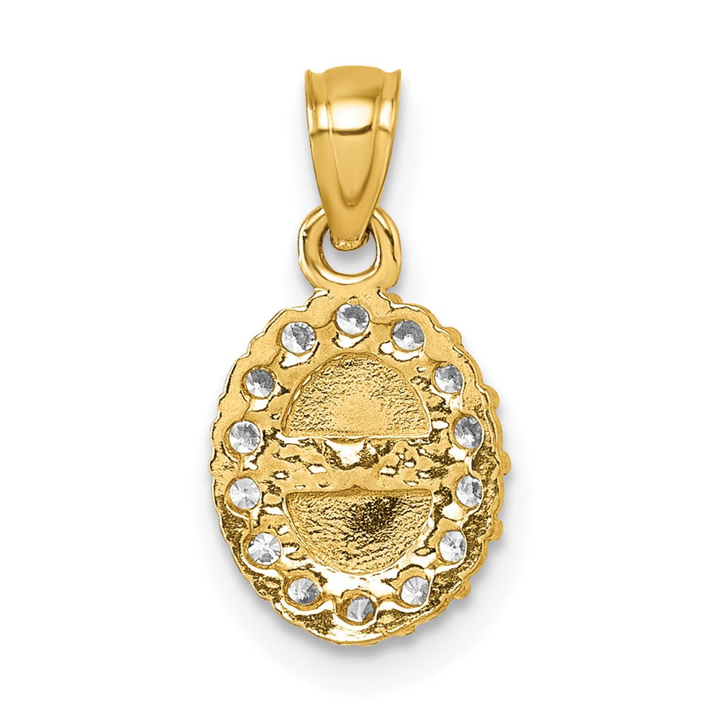 14k Polished CZ Oval Our Lady of Guadalupe Pendant