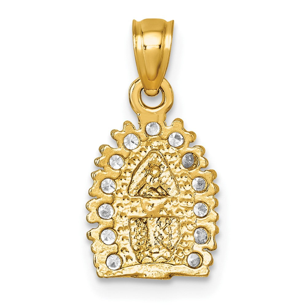 14k Polished CZ Our Lady of Guadalupe Pendant