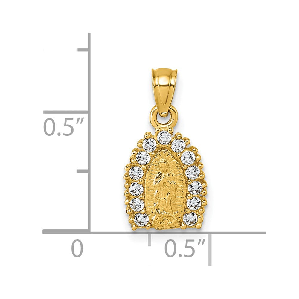 14k Polished CZ Our Lady of Guadalupe Pendant