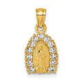 14k Polished CZ Our Lady of Guadalupe Pendant