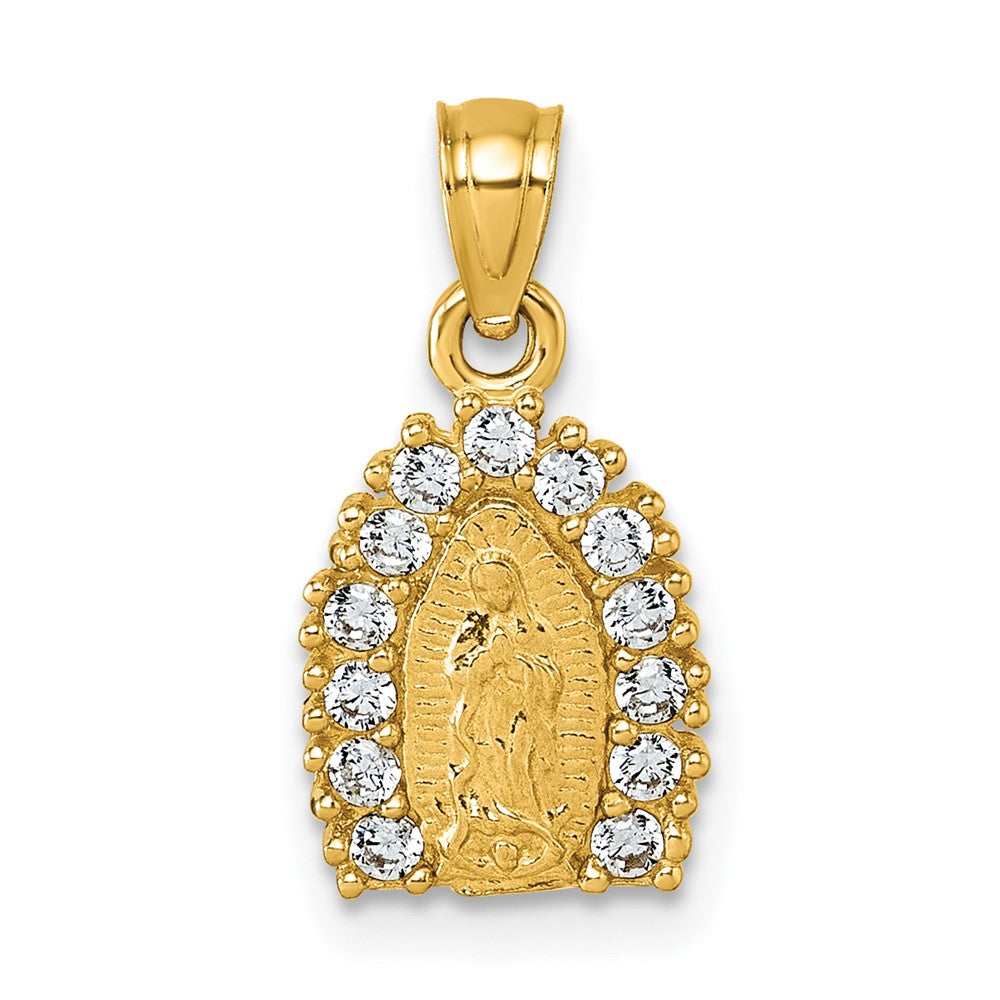 14k Polished CZ Our Lady of Guadalupe Pendant