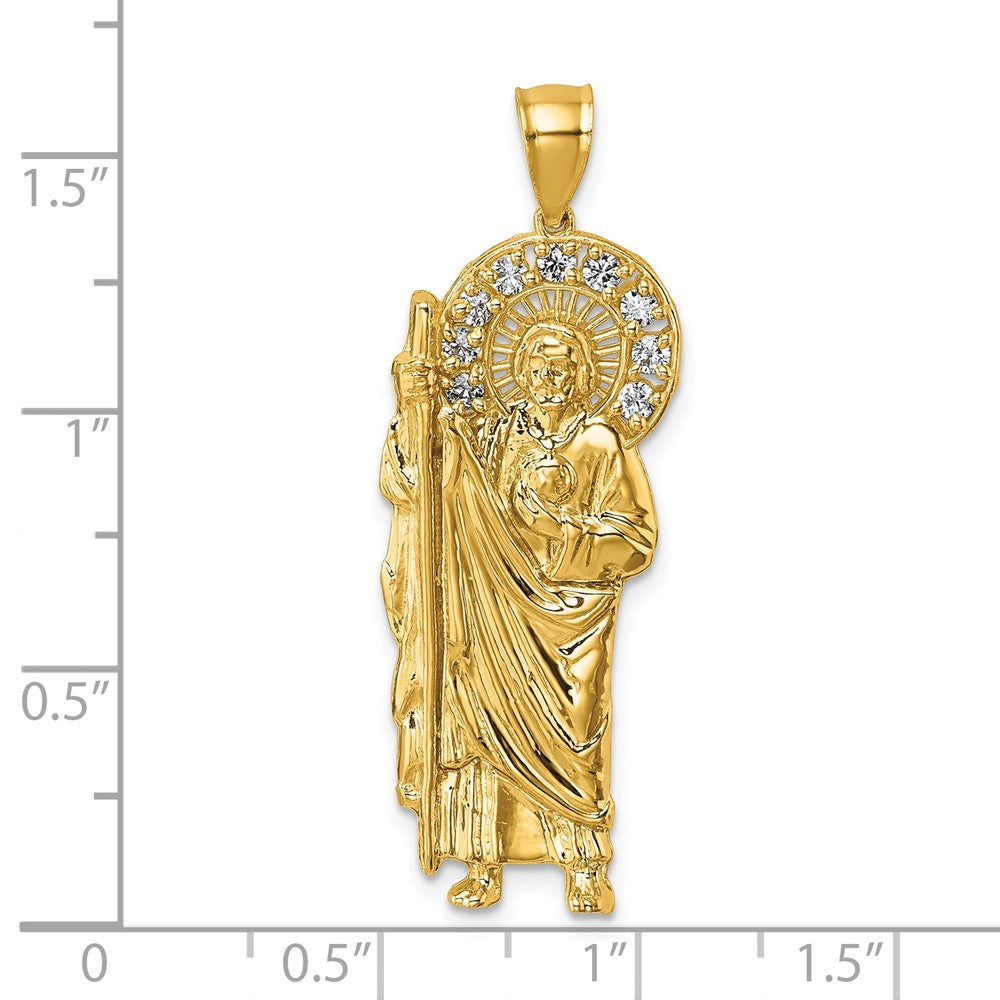 14k Polished CZ St. Jude Pendant
