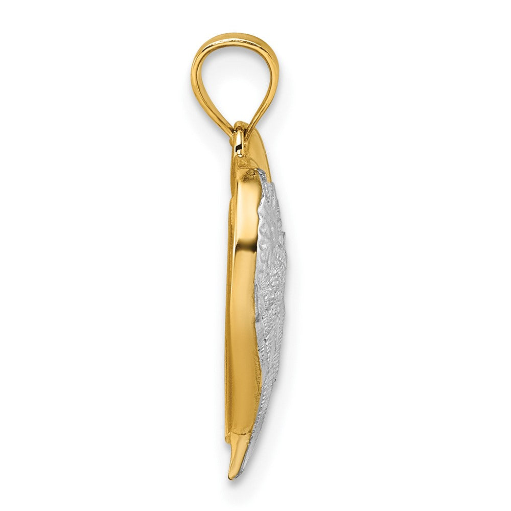 14k w/RH Polished / Dia-cut Heart With Wing Watch Over Me Pendant