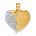 14k w/RH Polished / Dia-cut Heart With Wing Watch Over Me Pendant