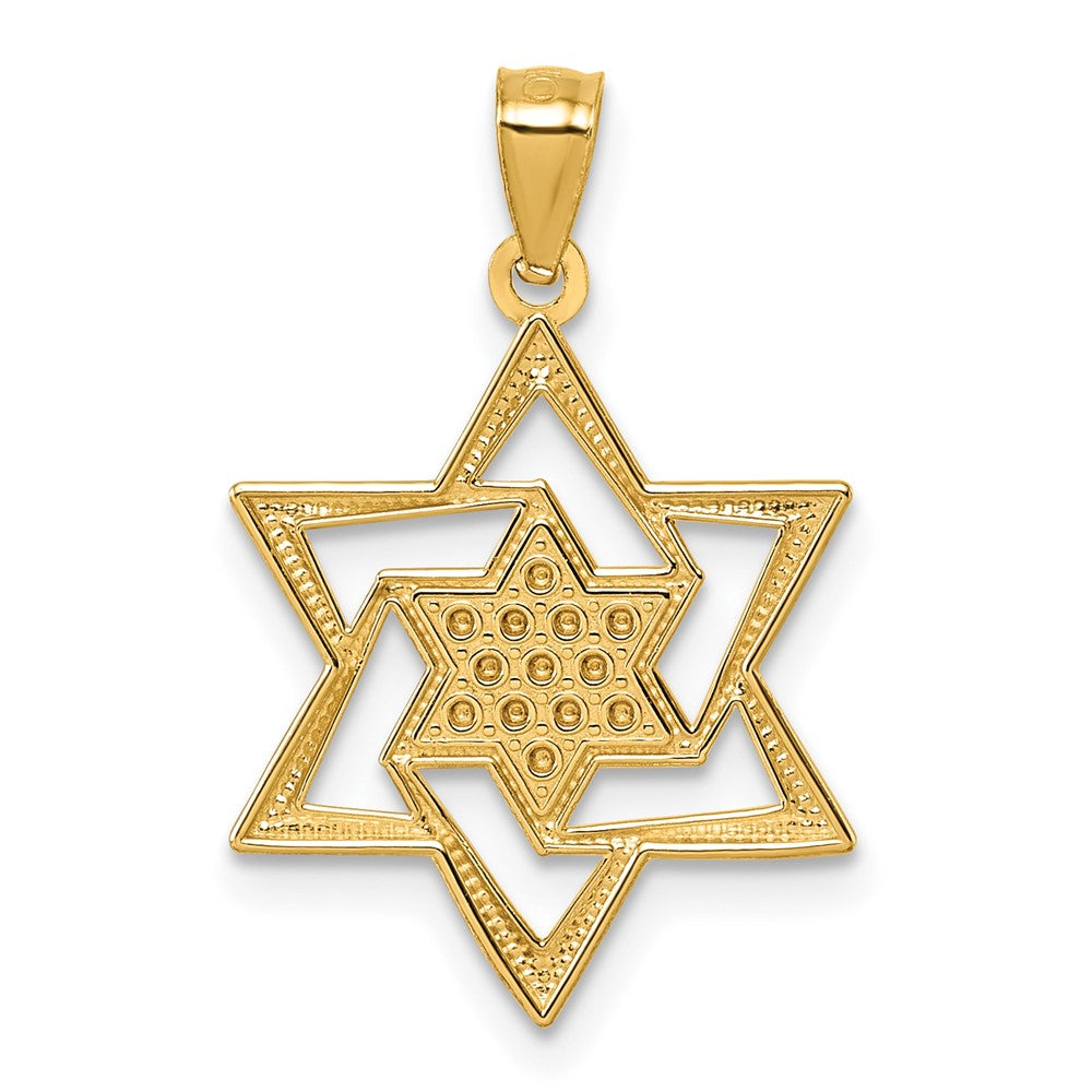 14k Polished and D/C Star Of David Religious Pendant