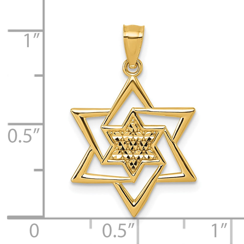 14k Polished and D/C Star Of David Religious Pendant