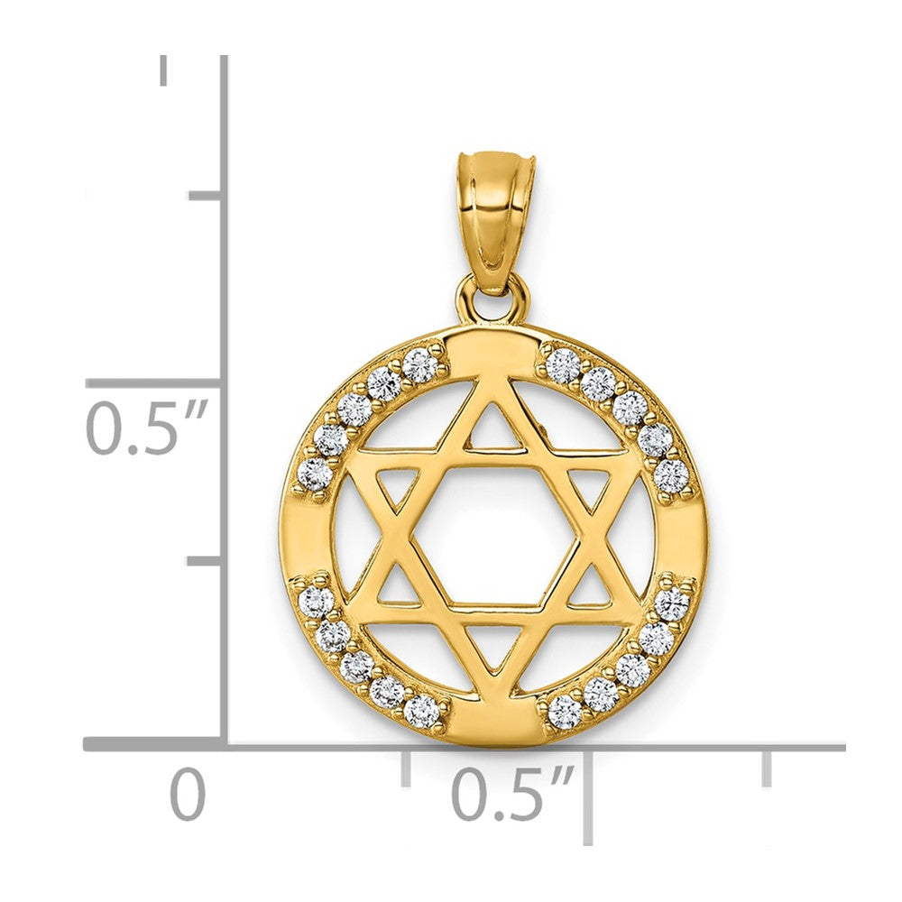 14k Polished CZ Star of David Pendant
