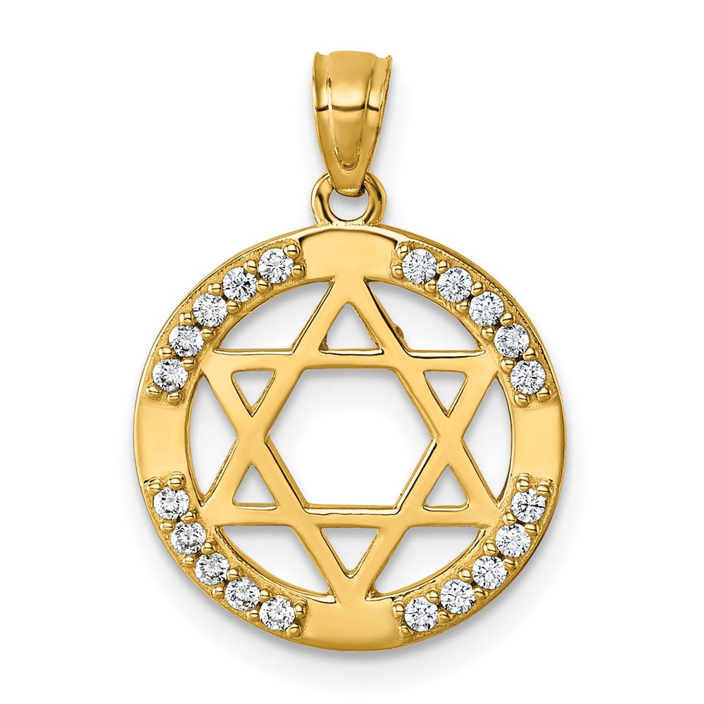 14k Polished CZ Star of David Pendant