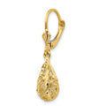 Single 14k Polished Diamond-Cut Filigree Dangle Leverback Earring