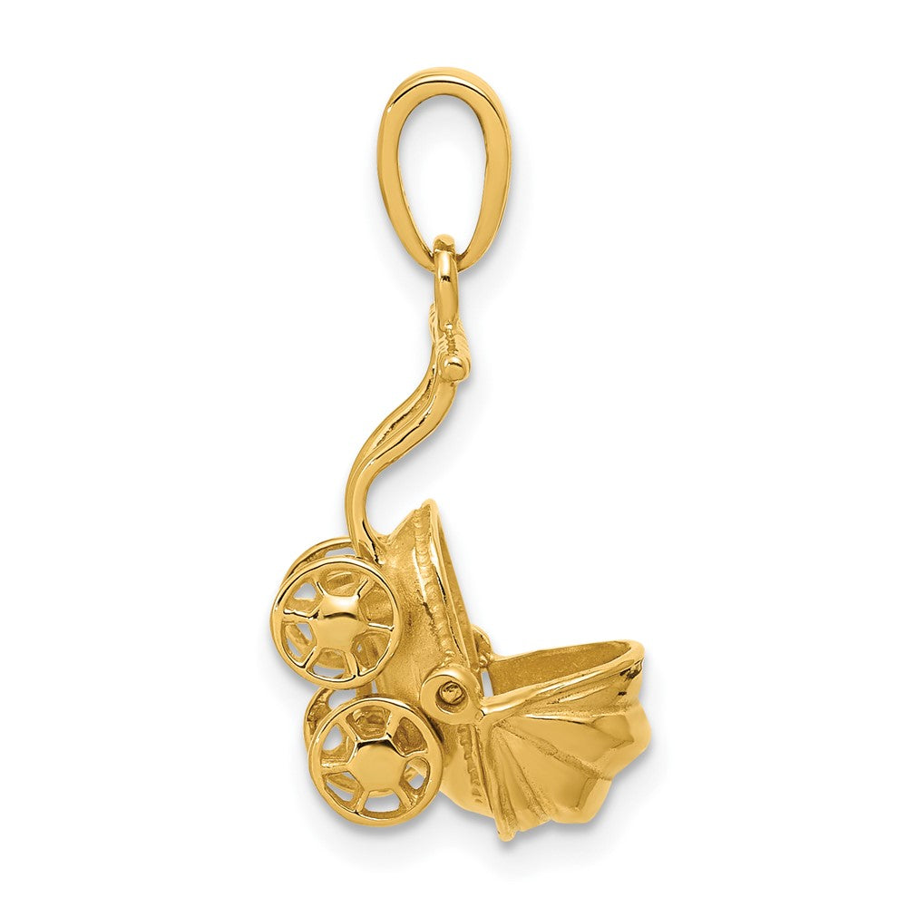 14k 3D Baby Carriage Charm
