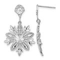 14k White Gold Fancy Snowflake Dangle Earrings