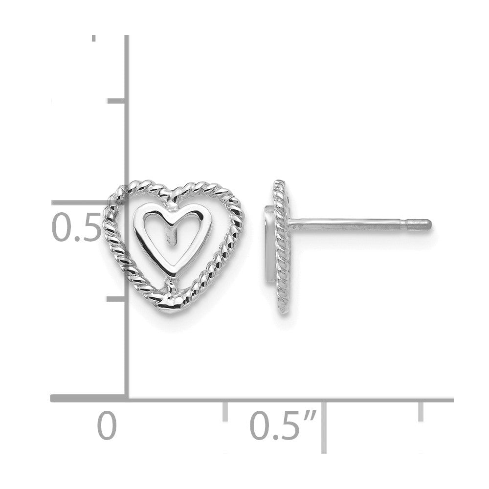 14k White Gold Heart Earrings