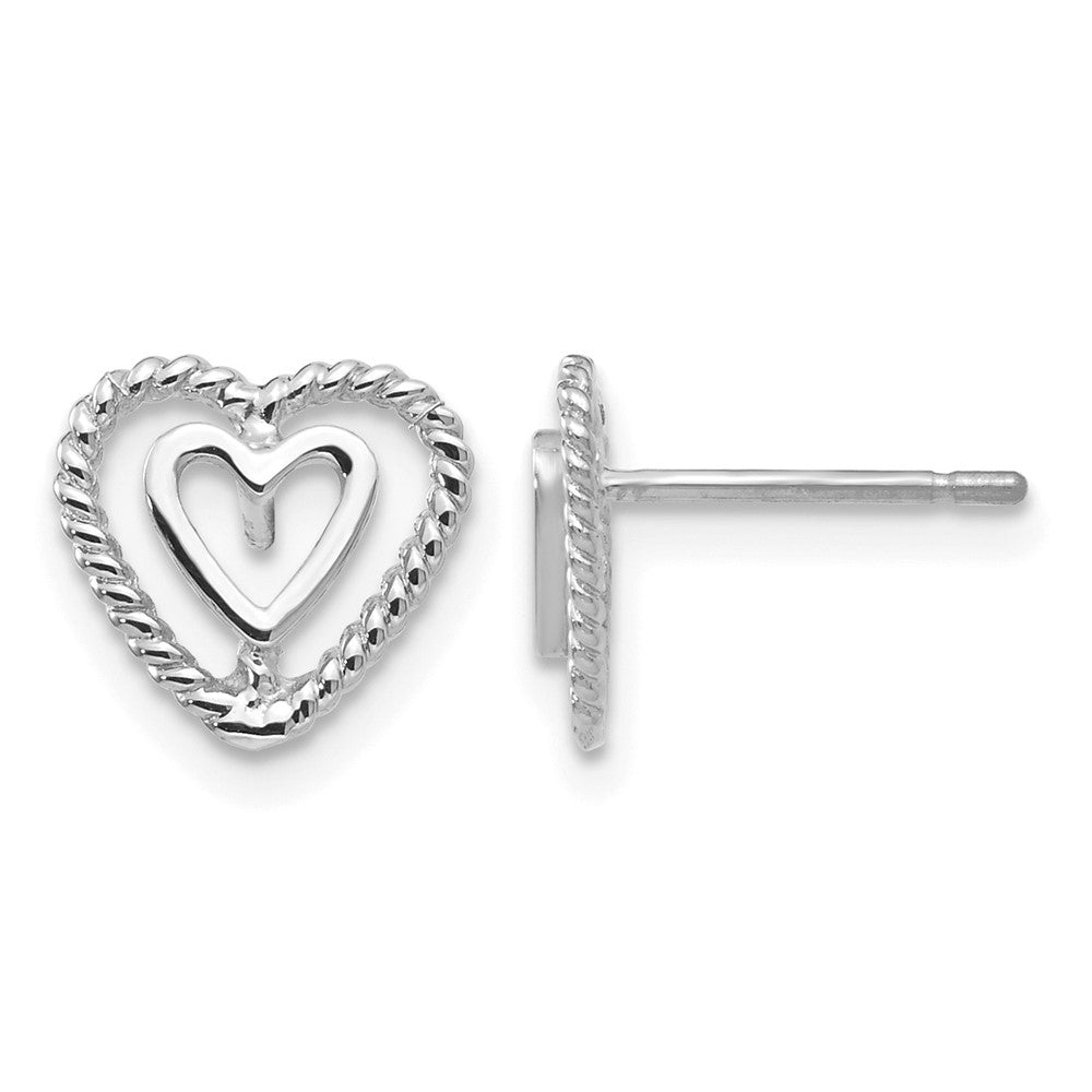 14k White Gold Heart Earrings