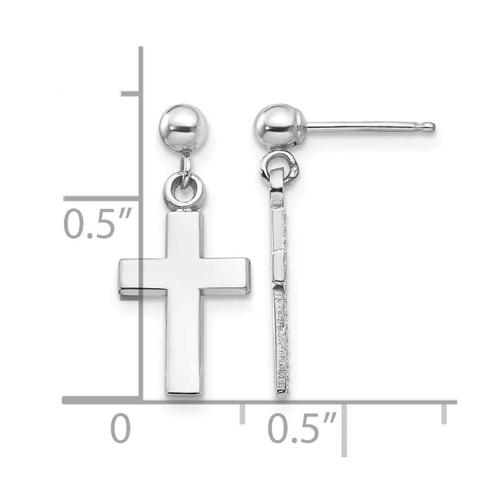 14k White Gold Polished Cross Earrings
