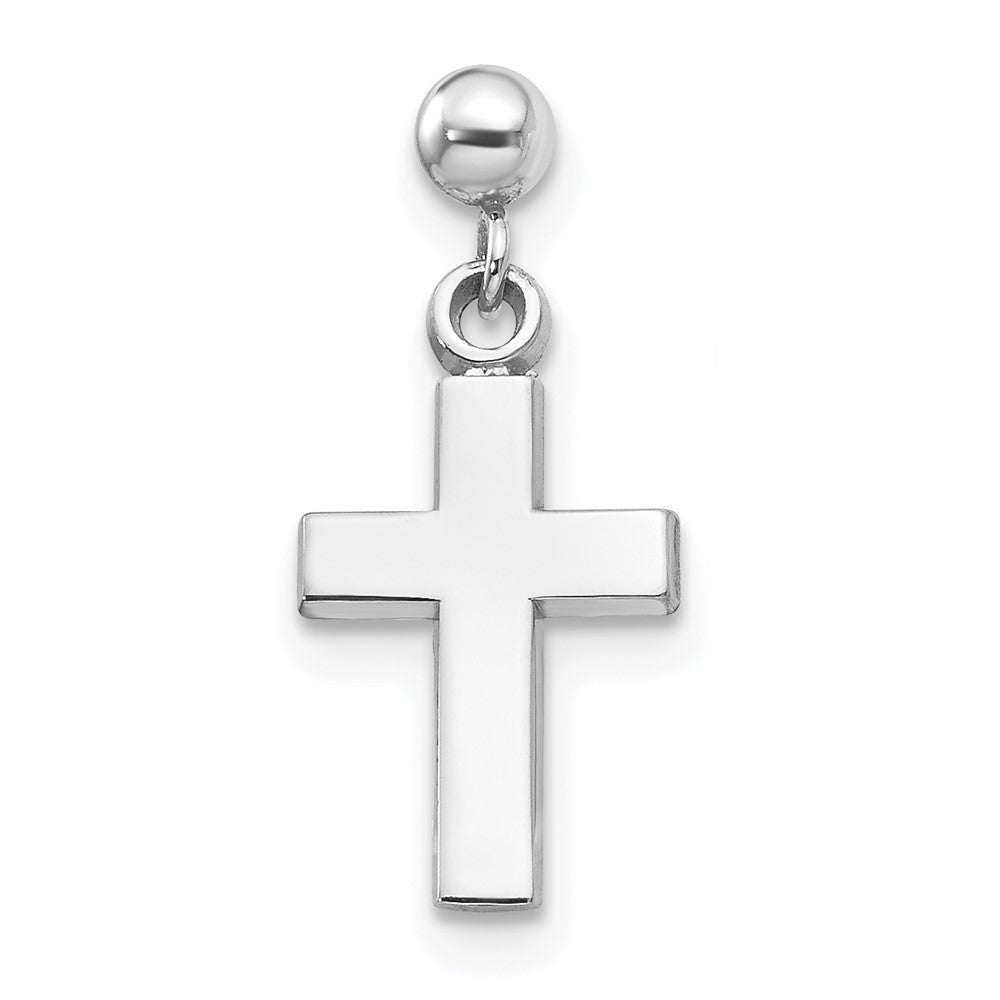 Single 14k White Gold Polished Cross Earring