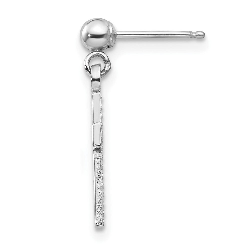 Single 14k White Gold Polished Cross Earring