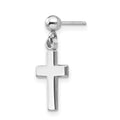 Single 14k White Gold Polished Cross Earring