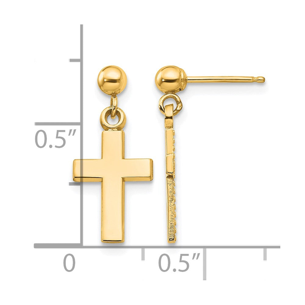 14k Polished Cross Earrings
