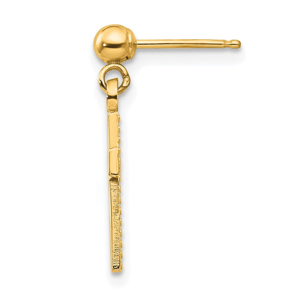 Single 14k Polished Cross Earring