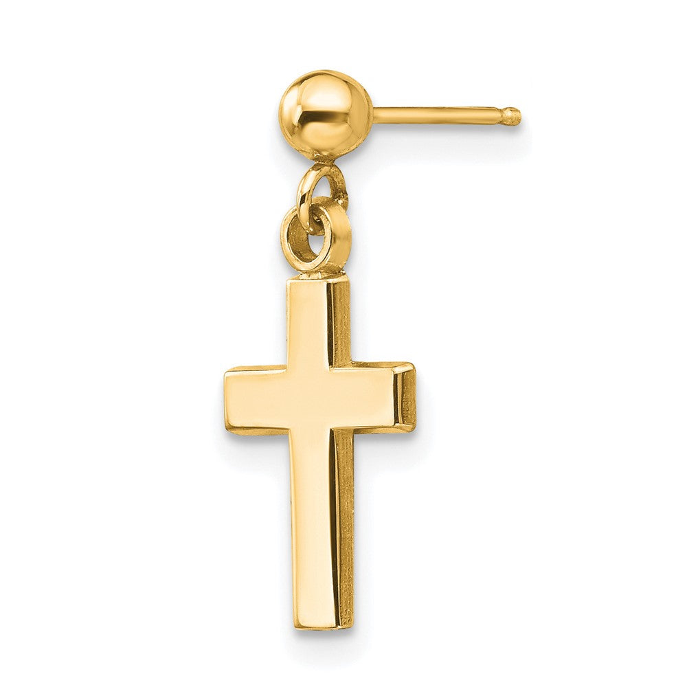 Single 14k Polished Cross Earring