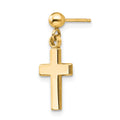 Single 14k Polished Cross Earring