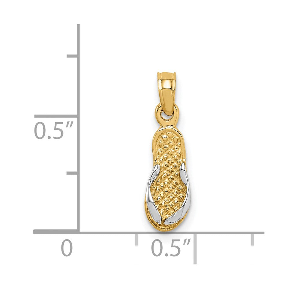 14k 3D w/Rhodium Single Flip-Flop Pendant