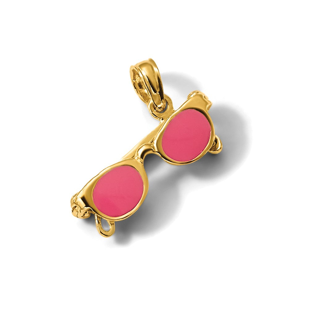 14k 3-D Pink Enameled Moveable Sunglasses Pendant