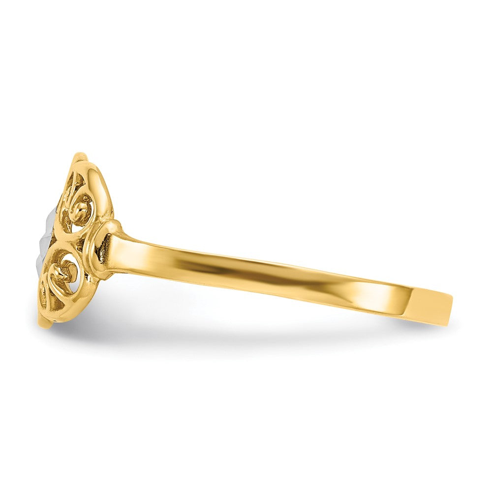 14K w/Rhodium Filigree Ring