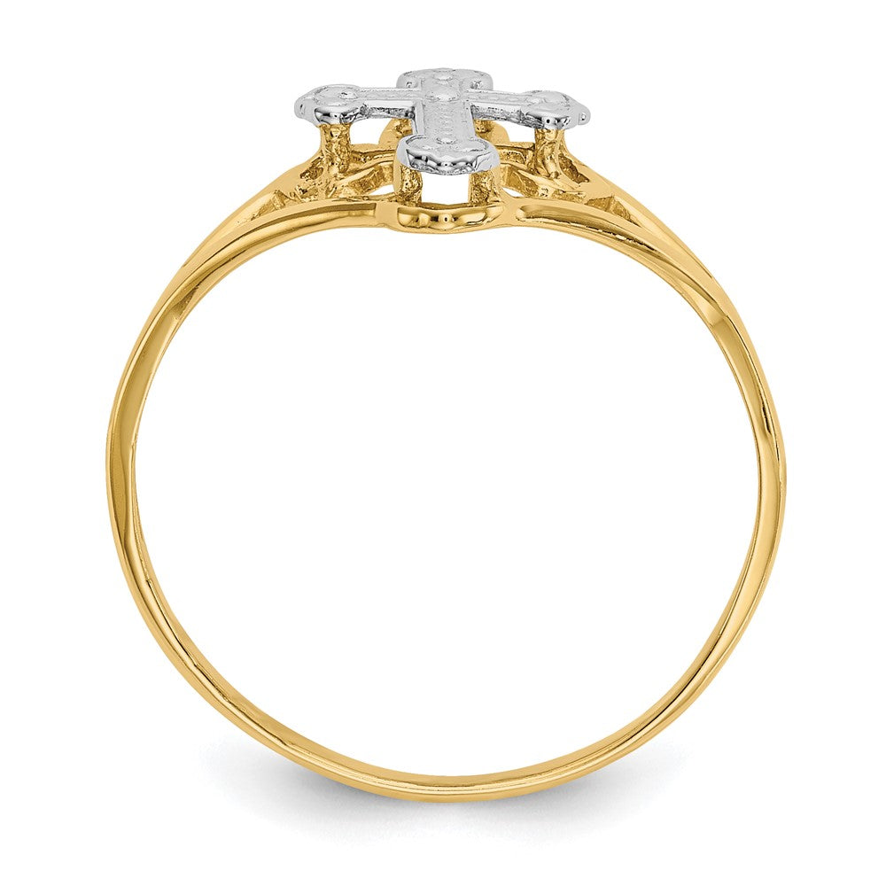 14k w/Rhodium Cross Ring