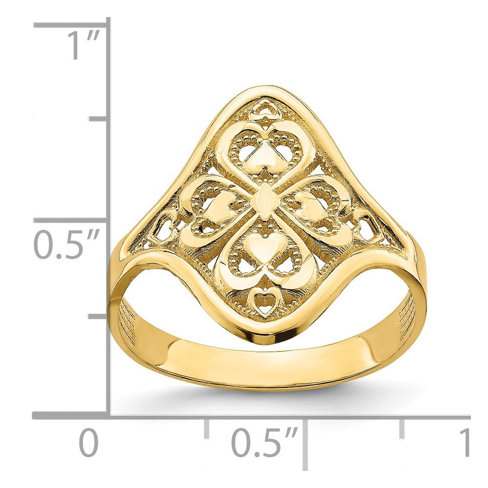 14k Diamond-cut Filigree Ring