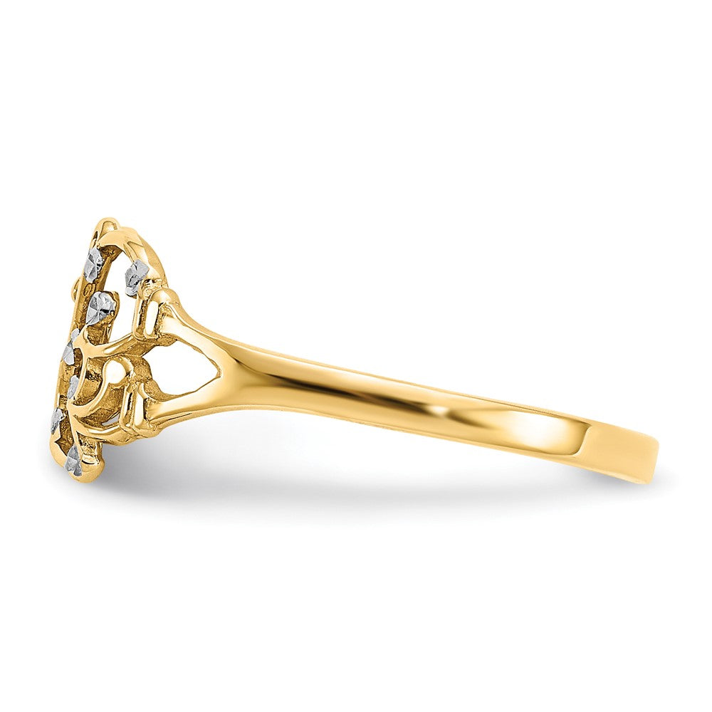 14k w/ Rhodium Diamond-cut Butterfly Ring