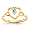14K and White Rhodium Polished Heart Ring