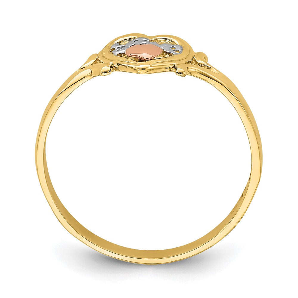 14k Yellow and Rose Gold w/Rhodium Love Heart Ring