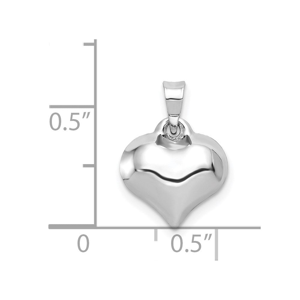 14K White 3-D Puffed Heart Pendant