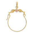 14k Two-tone Leaves w/Flower Charm Holder