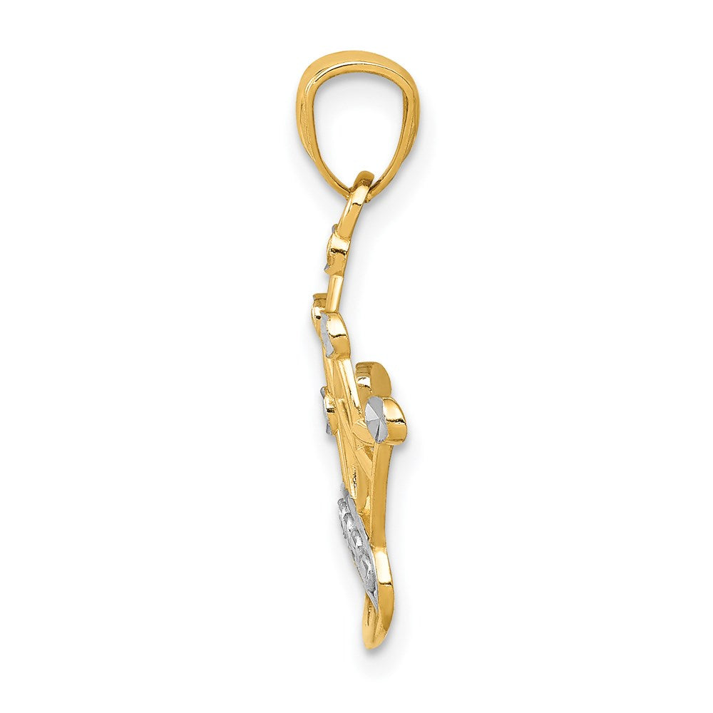 14k and Rhodium Crown Pendant
