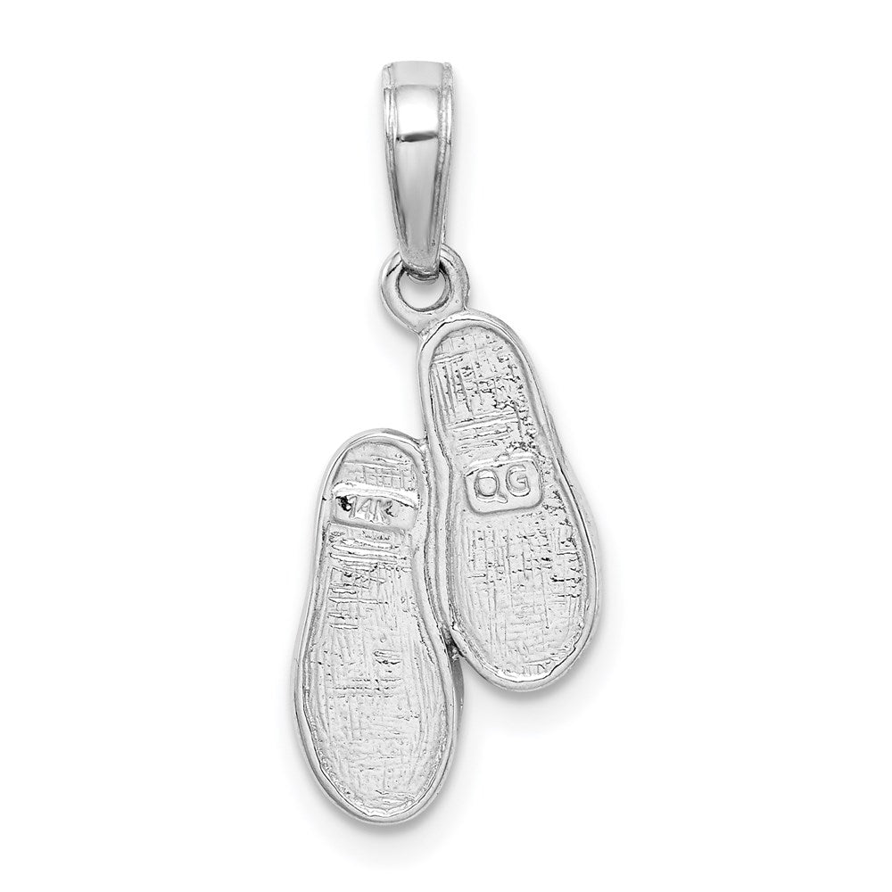 14k 3D White Gold Flip Flops Pendant