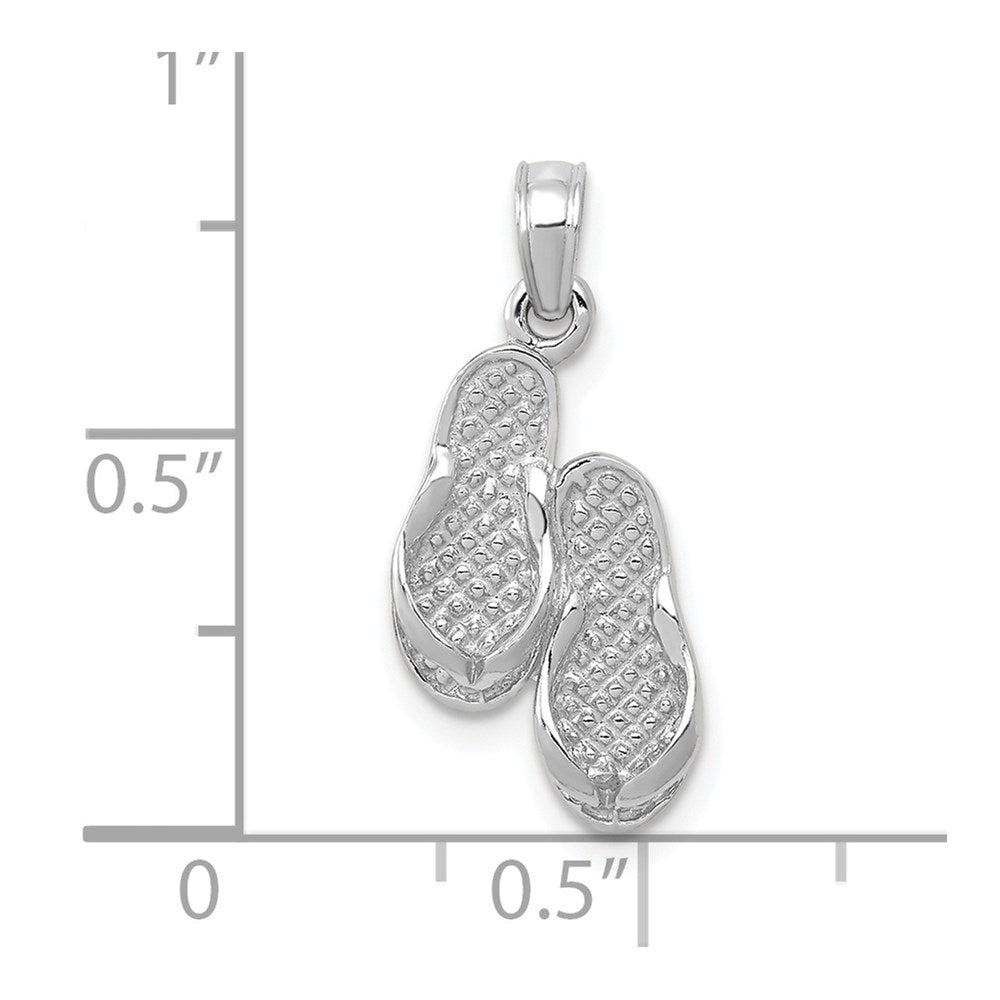 14k 3D White Gold Flip Flops Pendant