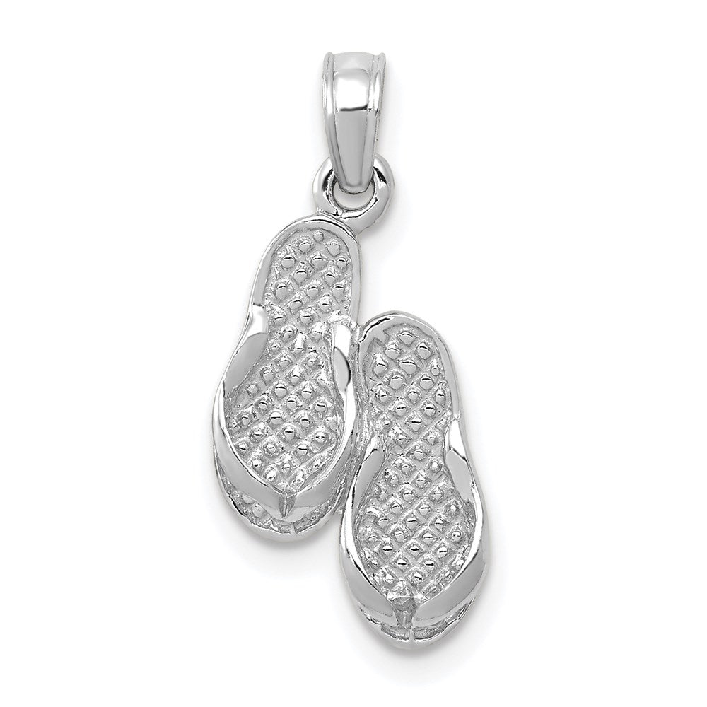 14k 3D White Gold Flip Flops Pendant